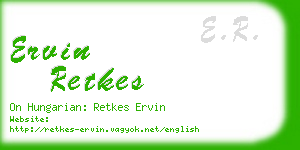 ervin retkes business card